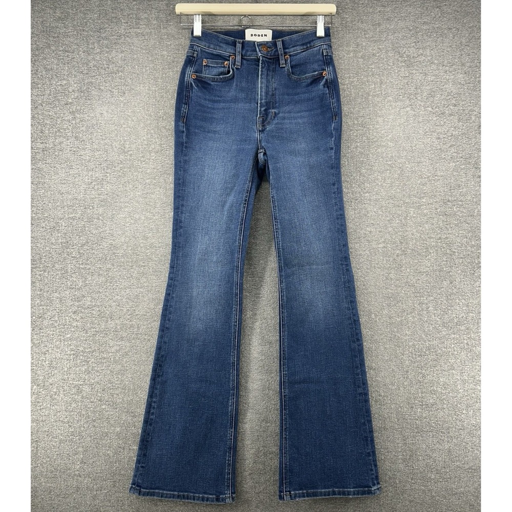 Boden High Rise Fitted Flare Jeans Women Size 25R Blue Casual